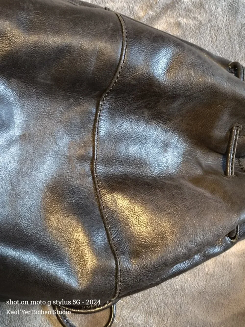 Fossil Leather Bucket Drawstring bag